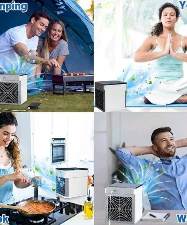 Image alt text: Portable USB Mini Air Conditioner Cooling Fan with Humidifier - Khareedo/Kharedo