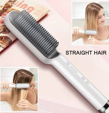 2-in-1 Hair Straightener and Curling Brush for effortless styling.