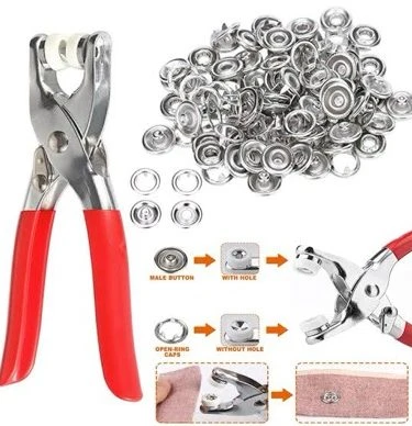 Metal Snap Button Kit with 50 Snaps and Hand Pressure Pliers for DIY Sewing Projects