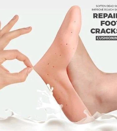 Pair of Silicone Heel Protector Anti-Crack Foot Socks