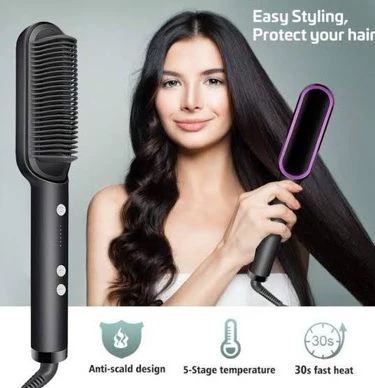 2-in-1 Hair Straightener and Curling Brush for effortless styling.