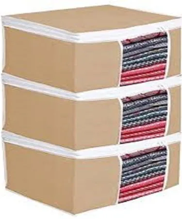 Large Non-Woven Clothes Storage Bag with Clear Window, showing interior space and reinforced handles.