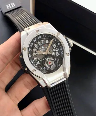 Luxury Hublot-inspired Men's Watch with Tourbillon Design and Rubber Strap