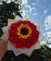 Beautiful handcrafted ribbon flower bouquet in vibrant colors