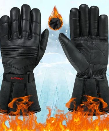 Litany Sports Thermal L265 Winter Leather Motorcycle Gloves - Premium Sheep Leather, Thinsulate Insulation, Touchscreen Compatible