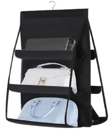 Stylish Non-Woven Hanging Handbag Organizer with Multiple Compartments