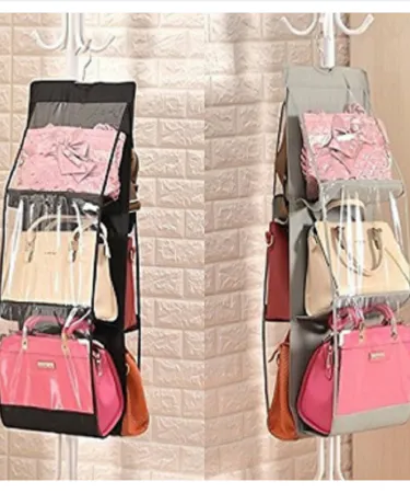 Stylish Non-Woven Hanging Handbag Organizer with Multiple Compartments