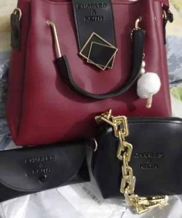 Stylish Women's 3-Piece PU Leather Bag Set - Handbag, Makeup Pouch & Wallet