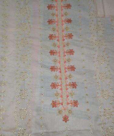 Elegant 3-Piece Unstitched Chikankari Lawn Suit with Chiffon Dupatta