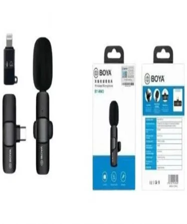 BOYA Plug & Play Microphone for iOS & Android - Type c and iPhones_ 2in1 BY-MW3 Wireless Microphone Universal Plug Play Mini Collar Clip Microphone Transmitter for Mobile Phone