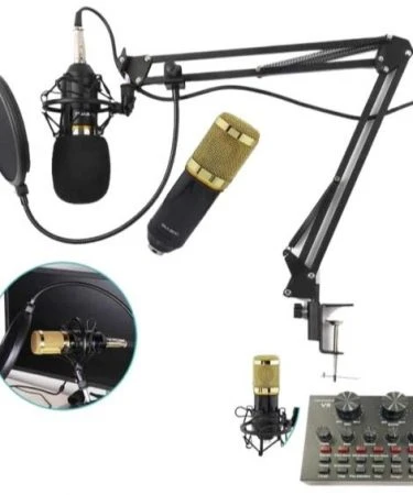 Legendary Live broadcast Microphone BM-800 Set Condenser Computer Audio/KTV 3.5mm Wired Sound Recording Condenser Microphone Mic V8 Sound Card with Condenser Microphone Bundle Full kits