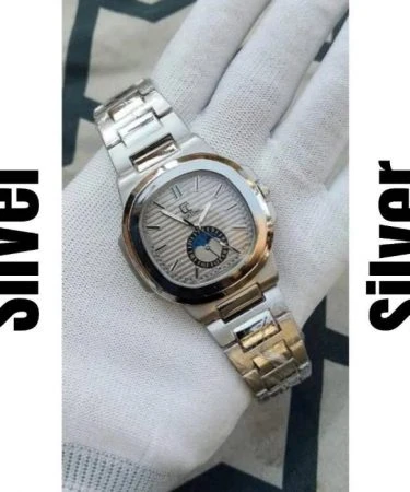 Stylish Men's Square Quartz Watch with Chain Strap - Available in Black, Rose Gold, Golden, & Silver.