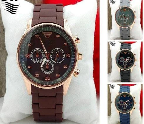 High-quality men's stainless steel watch with textured strap.