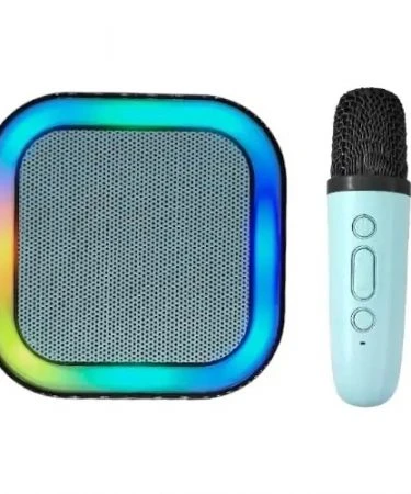 K12 Colorful Wireless Karaoke Mini Bluetooth Speaker with One Wireless Microphone - K12 Wireless Karaoke mic with Speaker Bluetooth: Bluetooth-Enabled Wireless Karaoke Mic Speaker with Multiple Compatibility Modes