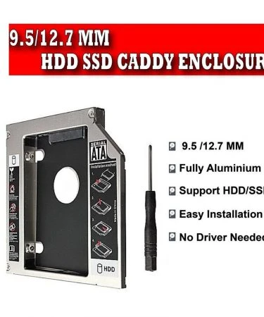 Slim + Fat Universal Second 2nd HDD Caddy (Fat) 12.7mm & (Slim) 9.5mm SATA 3.0 for 2.5”