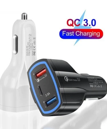 USB Car Charger Quick Charge 3.0 QC3.0 QC SCP 3A PD Type C Fast Car USB Charger | Intelligent Fast Car Fast Car Charger 7A Quick Power Charge 3.0A Mobile Charger Adapter QC 3.0 Multi USB Charging 3.1A - Promotional Price
