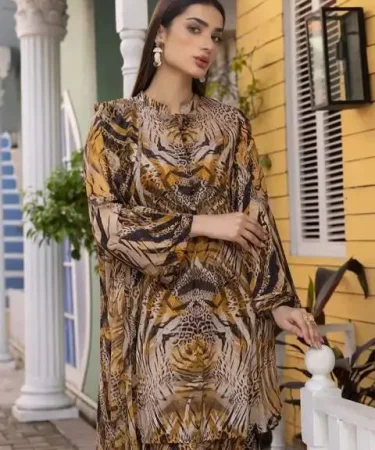 Fabrics Lawn printed 3pc Suit Summer Collection 2024 Lawn With LAWN  Dupatta For Women New Collection
