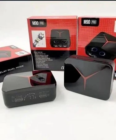 In ear Earbuds M90 PRO with 2000mAh Power Bank Upto 48 Hours Playback Bluetooth Headset True Wireless Airpod_ - Black