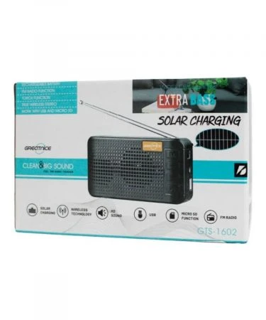 GTS-1602 Portable Bt Bluetooth Wireless Powered Solar Speaker Usb Mini Music Player Loud Speakers With Solar Panels And Radio Antenna USB/FM/Bluetooth/MicroSD Supported