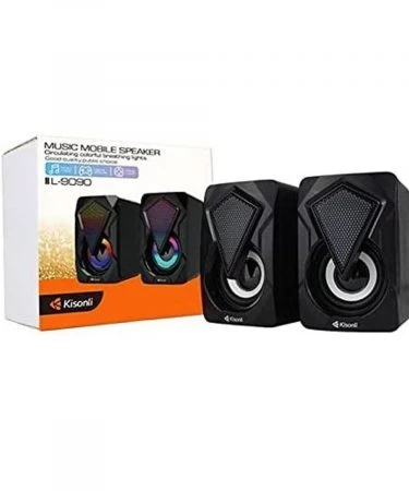 Kisonli L9090 Colorful RGB Lights USB Wired Computer Speakers Deep Bass Sound Speaker For PC Laptop Kisonli L-9090 Colorful Computer Speakers