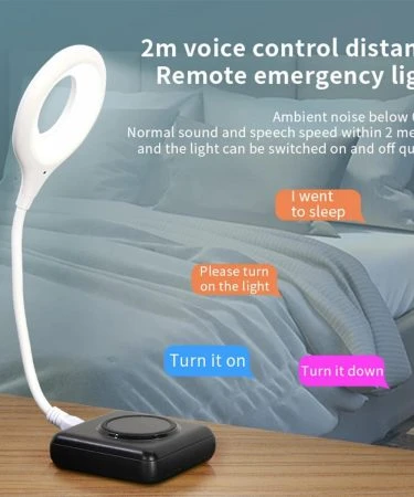 Voice Control USB Selfie Ring Light LED Selfie Lamp Ring Phone Selfie Ring Light for Phone Laptop Notebook PC Computer | Voice Operated LED Smart Night Light Lamp 360 Adjustable Desk Lamp