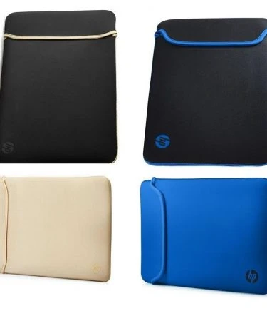 HP 14" Inch (35.5 cm) Reversible Neoprene Sleeve Pouch Bags for Laptop/Chromebook/Mac - Color : Black & Blue Black & Gold