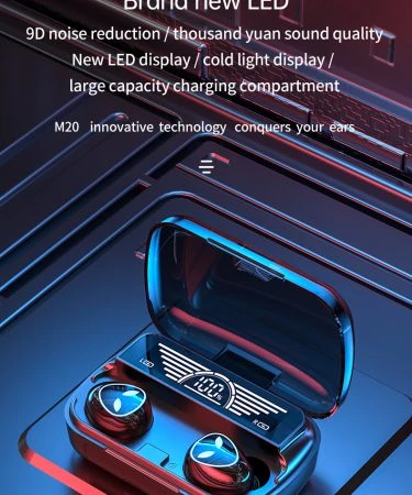 for Samsung Galaxy M20 Bluetooth 5.1 Earbuds in-Ear TWS Stereo Headphones with Smart LED Display Charging Case Waterproof Built-in Mic
