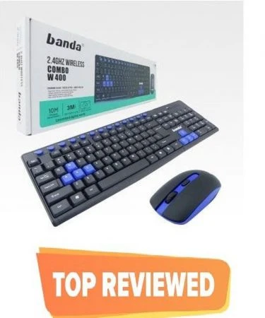 Banda W400 Wireless Keyboard Mouse Combo Wireless Keyboard and Mouse Light Weight Keyboard Soft Button Compact & Stylish - Wireless Keyboard & Mouse Combo Multimedia keys - 1000 dpi - Water Resistant