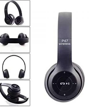 P47 Wireless Dolby Digital 5.1 Premium Foldable Bluetooth Headphone with Noise Cancellation Waterproof Sports/Office/Gaming/Casual/Study/Evening (Wireless