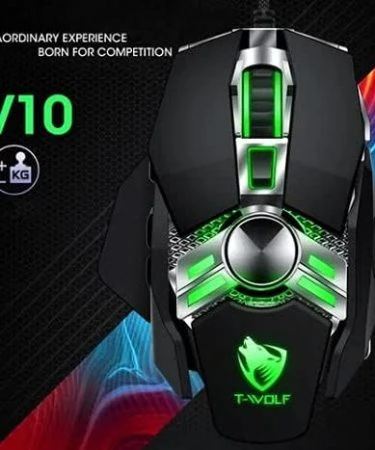 T wolf RGB Mechanical Gaming Mouse Adjustable 7000 DPI | T-Wolf Wolf Warrior Gaming Mouse V10 | For Windows XP