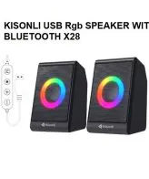 Kisonli X28 Bluetooth portable usb 2.0 mini speaker with colorful light - RGB light PC Wired 6W Power Computer Gaming Small Speaker For Desktop Laptop Bluetooth function feature colorful LED light Function BT/AUX/RGB/MIC