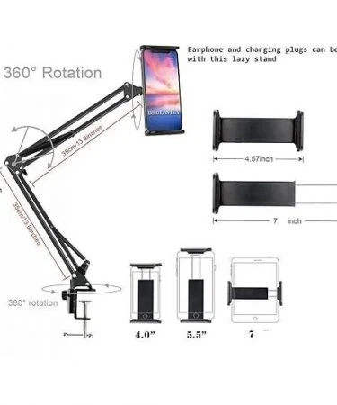 Professional Mobile Tablet universal Stent - Flexible Professional Mobile and Tablet Stand for Tablets and Mobile | Supports Phones and tablets 4 to 7 inches | with 360 Degree Rotation for Overhead Video shooting