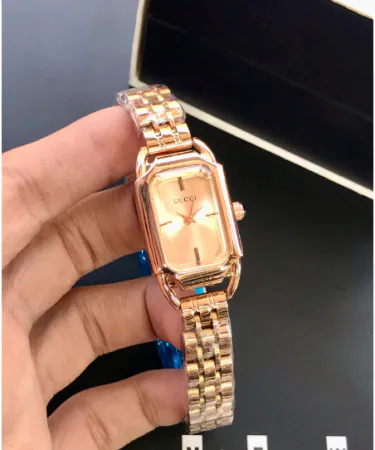 Elegant Gucci Women's Square Watch with Stainless Steel Band
