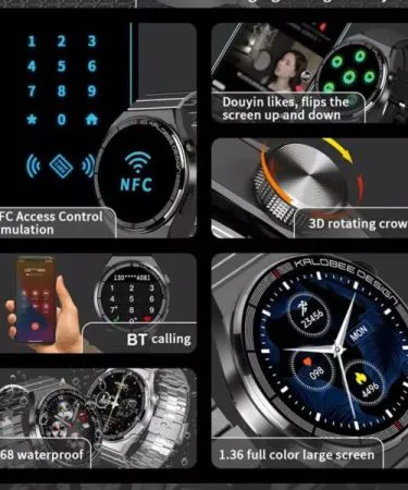 NFC H4 MAX Smartwatch - Black Steel - Men's Business Smartwatch with Bluetooth Calling and Wireless Charging