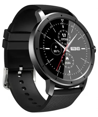 `HW21 Men's Smart Watch displayed on a wrist, showcasing its full-metal design and screen.