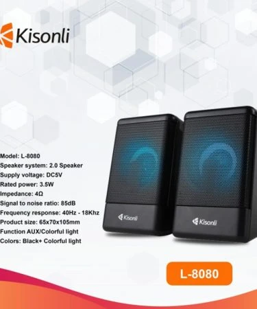 Speaker Gaming 2.0 Kisonli L-8080 Bass Speaker Colorful Lights professional PC multimedia home desktop mobile phone subwoofer LED speaker