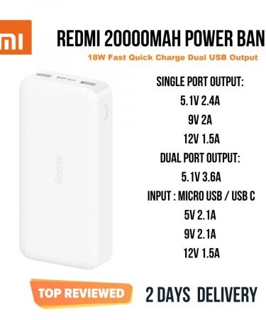 20000mAh Power Bank at Best Prices High-Quality Imported Portable Redmi Mi Xiaomi Power Bank - Type C & Micro USB Interface Model PB200LZM 20000mAh Xiaomi Redmi Mi Power Banks Portable PowerBanks Best Portable Fast Quick Charger 2.0 3.0