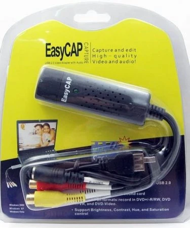 Easycap USB 2.0 Easy Cap Video TV DVD VHS DVR Capture Adapter Easier Cap USB Video Capture Support Win10 for MAC iOS Portable USB 2.0 Video Capture Adapter for Easycap Audio Capture Card VHS to DVD Video Capture with USB Cable for Window 10/8.1/Vista