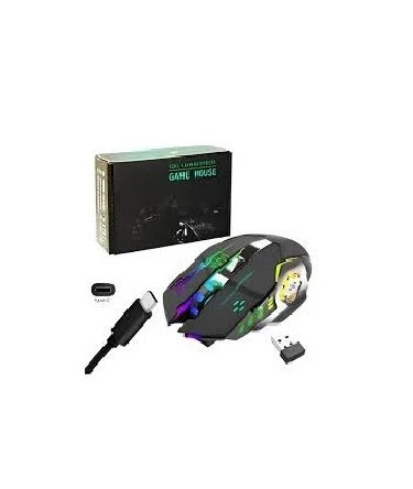 T2 Mouse Gaming Wireless Cool Lighting Effect Wireless Gaming Mouse Rechargeable with 6 Button Rainbow RGB Multi Color Breathing Backlit 3 Adjustable DPI Ergonomic Grip Silent Click Power Saving Mode for PC Mac Gamer Officer Laptop DVR NVR NVR Smart box