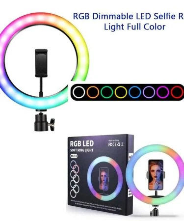 13 Inch 33cm RGB LED Ring Light Colorful Selfie Ring Lamp Video Vlog Fill Light Photographic Lighting For Live Youtube Makeup Multi Color RGB LED Soft Ring Light Mj33 For Live Video Streaming photography