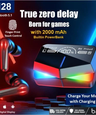 M28 TWS Ture Wireless Bluetooth Earphone Gaming Headset V5.1 In-Ear Stereo Headphone Touch Control Headset with Microphone