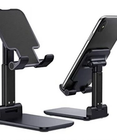 Folding Desktop Phone Stand T1 Universal Tablet Phone Holder Folding Desktop Phone Stand Mount Rotating Bracket Flexible Tablet & iPad Holder Table Clamp (BLACK)