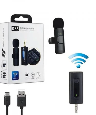 K35 3.5mm Wireless Lavalier Microphone Mic Universal Plug & Play for DSLR