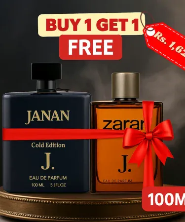 J. Janan & Zarar Unisex Perfume 100ML (2 Pcs) bottles with premium long-lasting woody fragrance, ideal for men and women