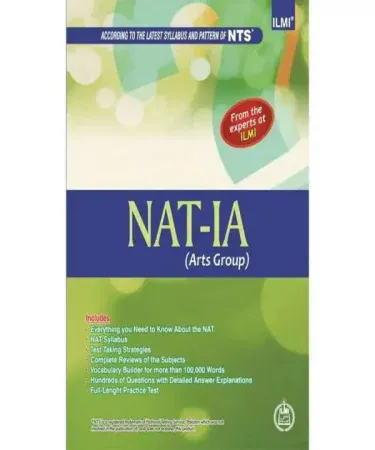 NAT-IA (Arts Group) NTS Exam Preparation Book by Ilmi Kitab Khana, cardcover English edition, for NTS Arts Group candidates, available on Khareedo and Kharedo with Check on Delivery