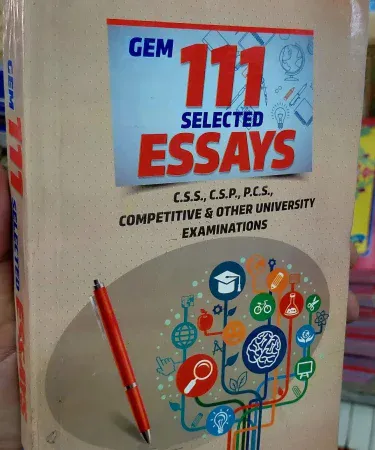 Front cover of '111 Selected Essays for CSS CSP PCS Competitive and Other University Examinations' book by Azhar Publisher, an essential guide for exam preparation in Pakistan.