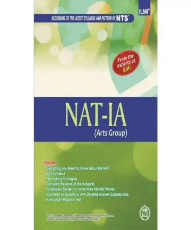 NAT-IA (Arts Group) NTS Exam Preparation Book by Ilmi Kitab Khana, cardcover English edition, for NTS Arts Group candidates, available on Khareedo and Kharedo with Check on Delivery