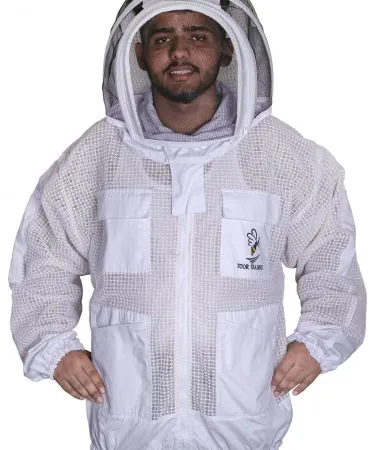 3 Layers Ultra Breeze Ventilated Beekeeping Bee Jacket for Unisex Beekeepers with Round / Fencing Veil