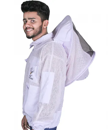 3 Layers Ultra Breeze Ventilated Beekeeping Bee Jacket for Unisex Beekeepers with Round / Fencing Veil
