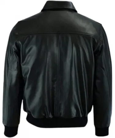 Real Black Sheepskin Leather Windbreaker Bomber Fashion Jacket for Men